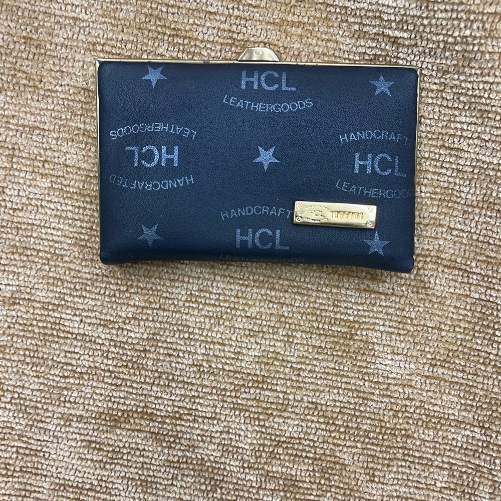 HCL crossbody/matching wallet. Black leather with gold accents - Picture 11 of 16